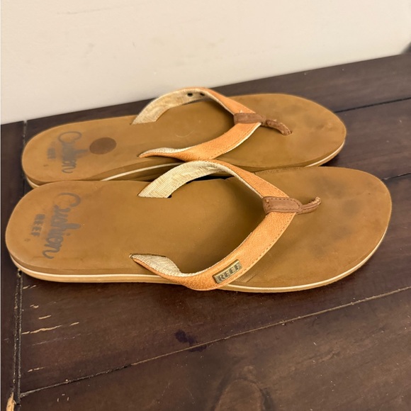 Reef Shoes - Reef Cushion Flip Flops Brown Leather Thong Sandals